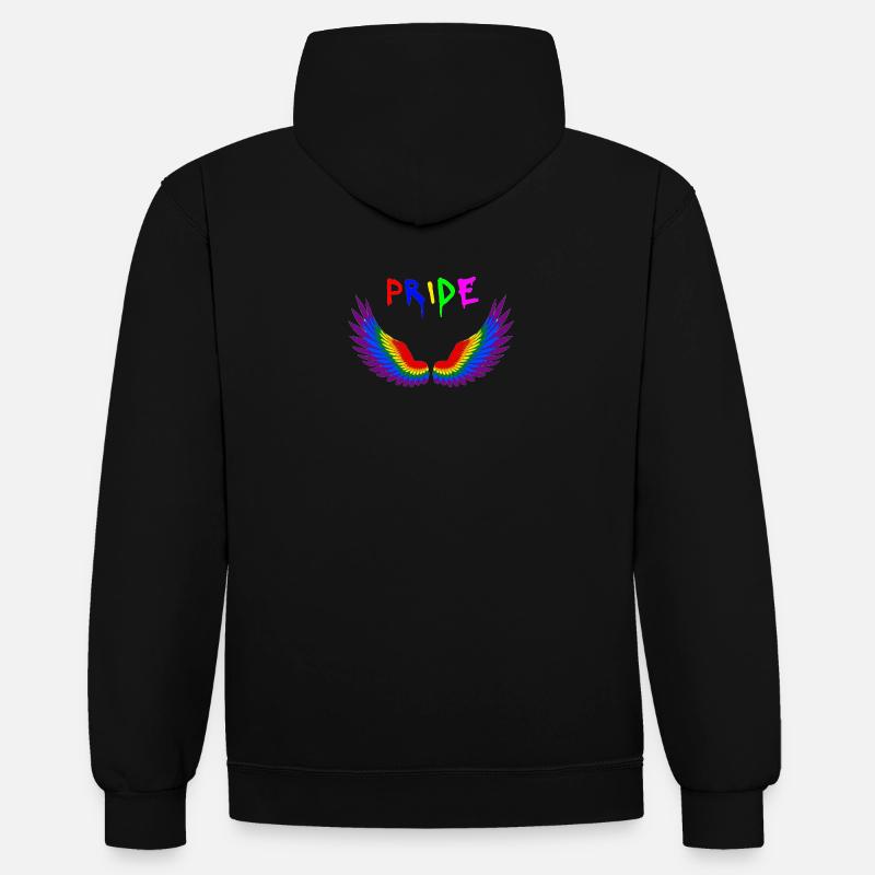 AILES LGBTQ PRIDE - Sweat à capuche contrasté - noir/rouge