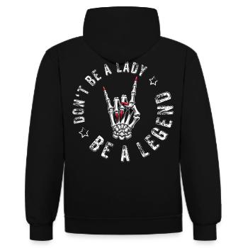 devils horns metal dont be a lady festival spruch - Kontrast-Hoodie - Schwarz/Rot - Hinten - Nico (186cm)