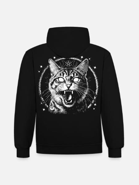 Bewitched Tabby - Kontrast-Hoodie - Schwarz/Rot