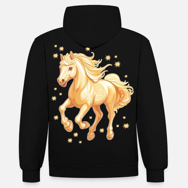 Cheval avec des étoiles - Sweat à capuche contrasté - noir/rouge