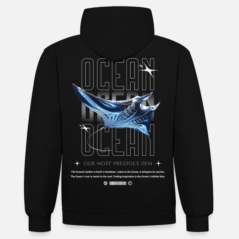 Ocean Manta Precious Treasure - Contrast hoodie - black/red