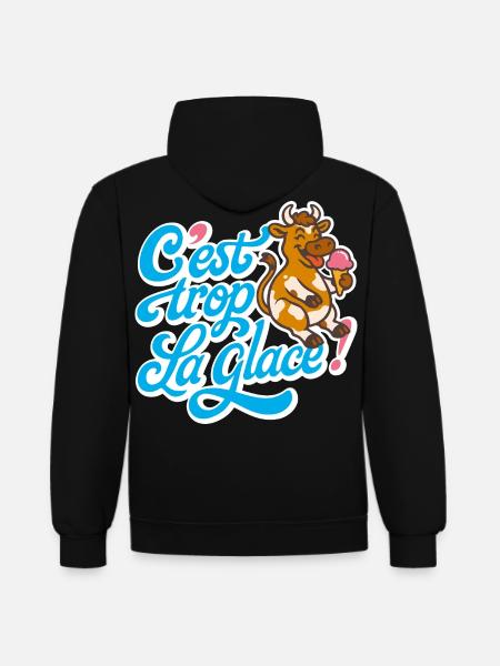 C'est trop la glace ! - Sweat à capuche contrasté - noir/rouge
