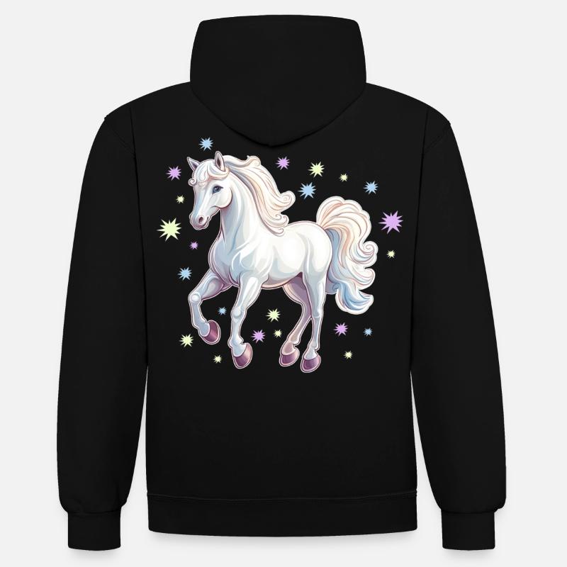 Cheval avec des étoiles - Sweat à capuche contrasté - noir/rouge