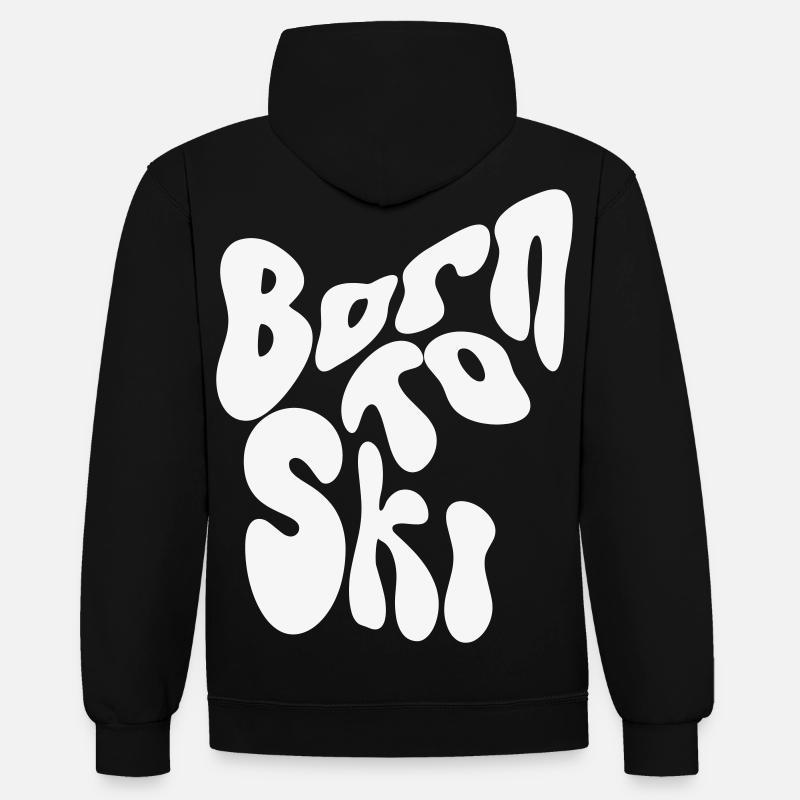 Né pour skier - Winter Design - Sweat à capuche contrasté - noir/rouge