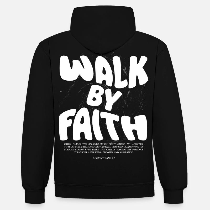 Marcher par la foi - Sweat à capuche contrasté - noir/rouge