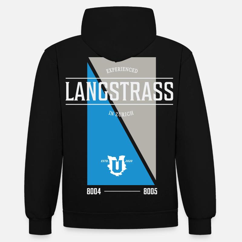Édition Langstrass - Sweat à capuche contrasté - noir/rouge