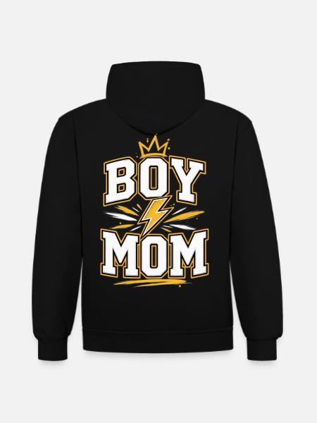 Boy Mom Power Crown - Kontrast-Hoodie - Schwarz/Rot