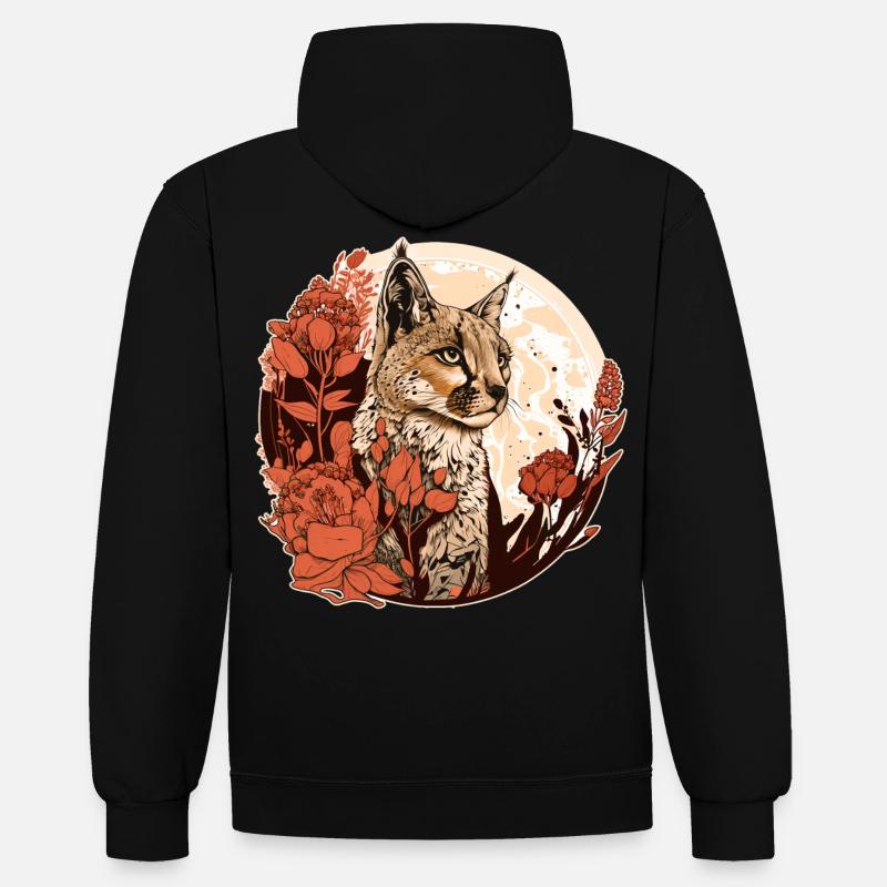 Lynx - Sweat à capuche contrasté - noir/rouge