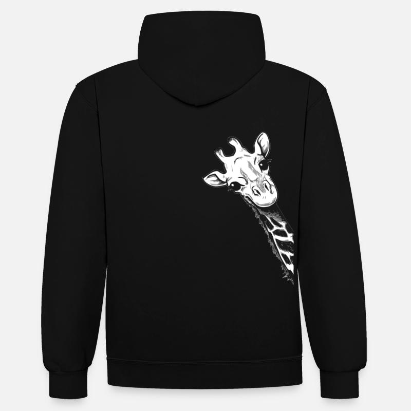 Giraffe - Sweat à capuche contrasté - noir/rouge