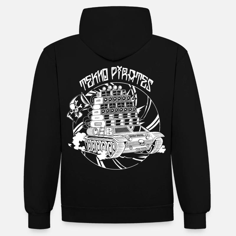 Tekno Nomads Pirate Sound System - Sweat à capuche contrasté - noir/rouge