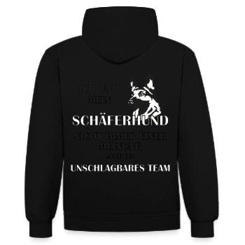 Schäferhund - Kontrast-Hoodie - Schwarz/Rot - Hinten - Nico (186cm)