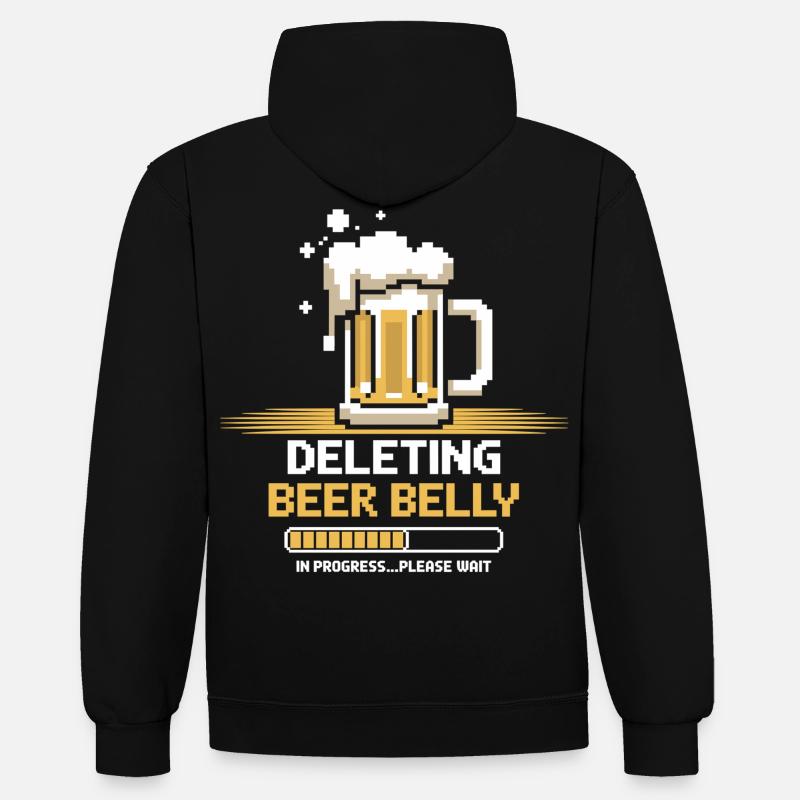 Progrès : Poitrine de bière claire - Sweat à capuche contrasté - noir/rouge