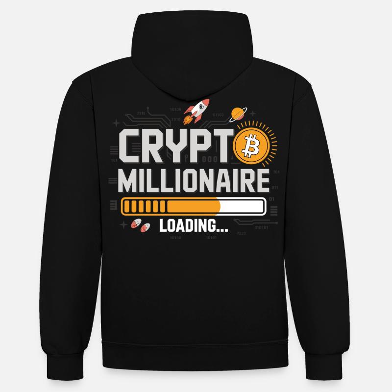 Crypto Loading - Devenez millionnaire - Sweat à capuche contrasté - noir/rouge