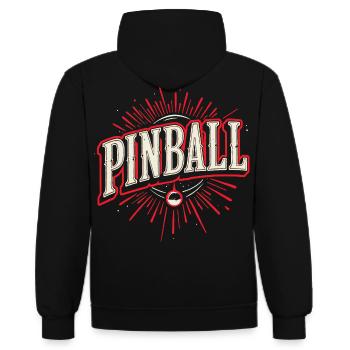 Flipper T-Shirt Pinball Automat Arcade Design - Kontrast-Hoodie - Schwarz/Rot - Hinten - Nico (186cm)