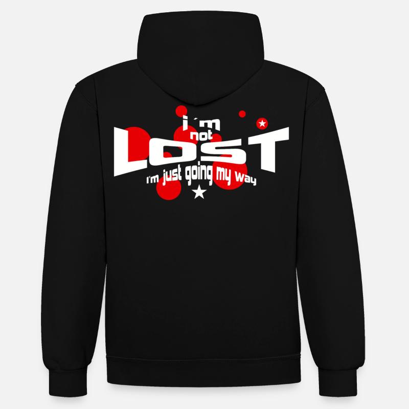 pas perdu - Sweat à capuche contrasté - noir/rouge