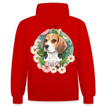 Propriétaires de chiens Beagle - Sweat à capuche contrasté - rouge/blanc - Dos - Luana (180cm)