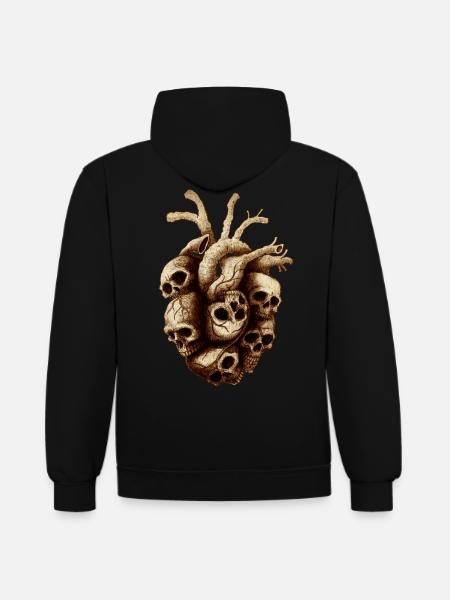 Heart of Skulls - Sweat à capuche contrasté - noir/rouge