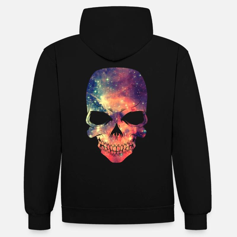 Universe - Space - Galaxy Skull - Sweat à capuche contrasté - noir/rouge