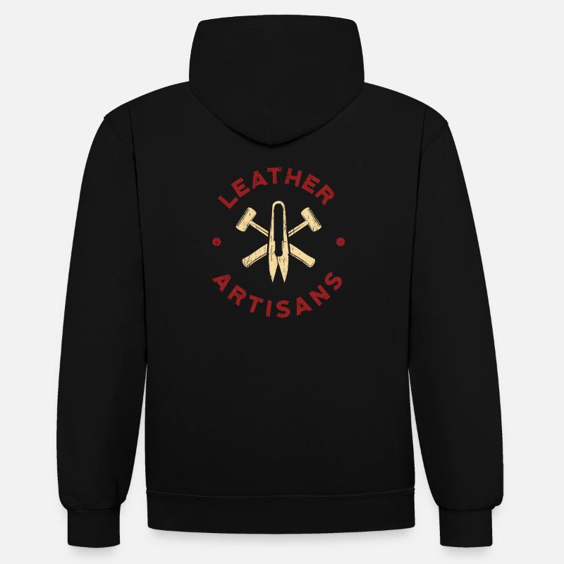 artisan du cuir - Sweat à capuche contrasté - noir/rouge