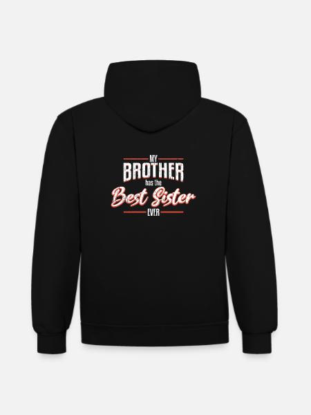 Schwester Brüder Schwestern - Kontrast-Hoodie - Schwarz/Rot