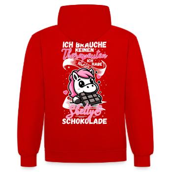 Lustiger Pferde Spruch Therapeut Shetty Pony - Kontrast-Hoodie - Rot/Weiß - Hinten - Luana (180cm)