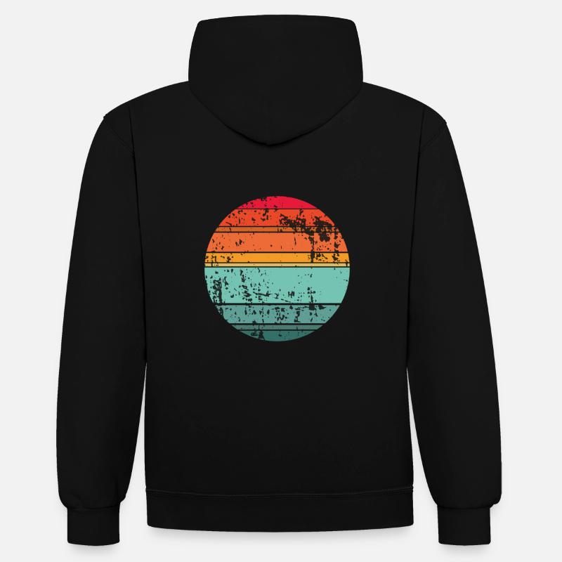 Cercle d’arrière-plan rétro Sunset - Sweat à capuche contrasté - noir/rouge