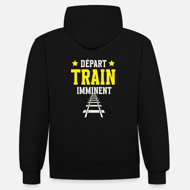Train et Rail Départ Imminent - Sweat à capuche contrasté - noir/rouge