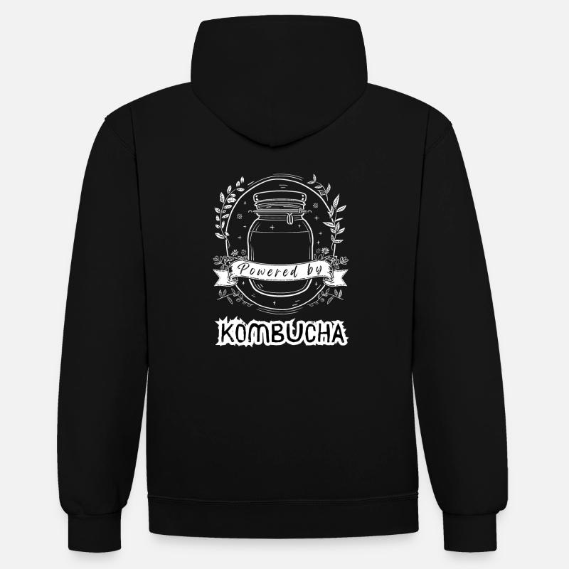 Propulsé par KOMBUCHA - Sweat à capuche contrasté - noir/rouge