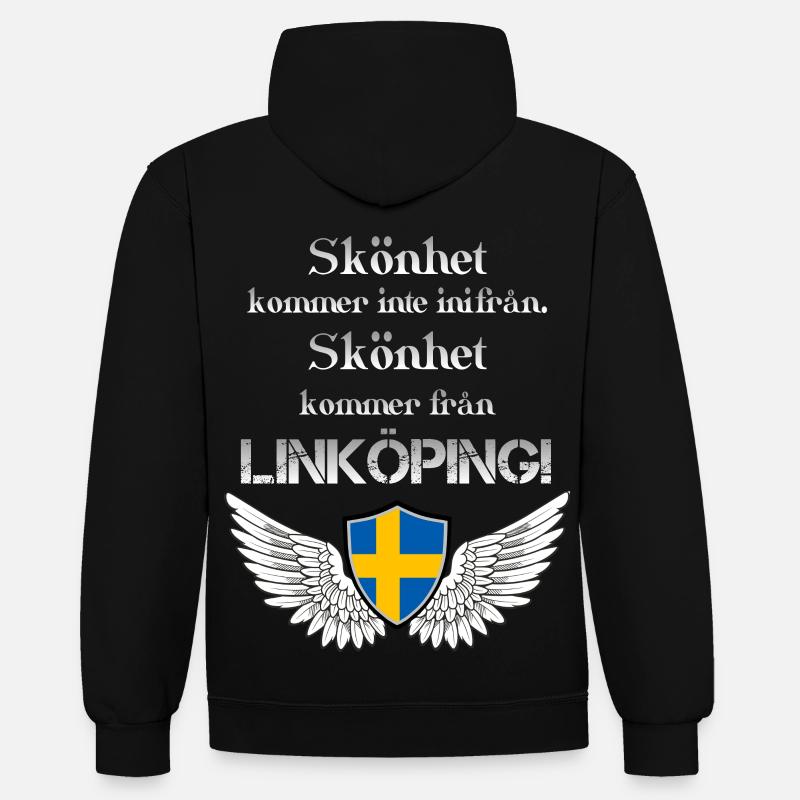 LINKÖPING - Sweat à capuche contrasté - noir/rouge