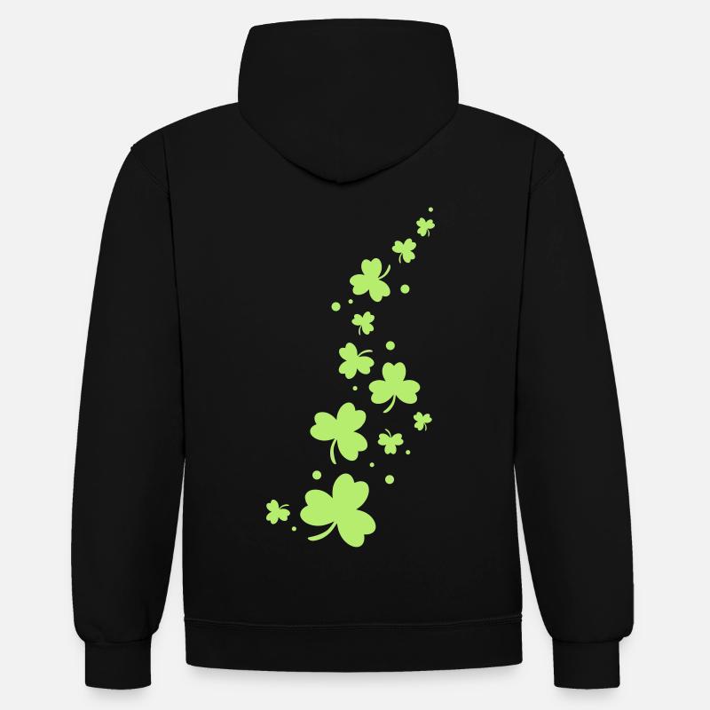 Shamrock paillettes trèfle - Sweat à capuche contrasté - noir/rouge