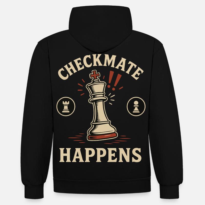 Le jeu d’échecs Checkmate Happens - Sweat à capuche contrasté - noir/rouge