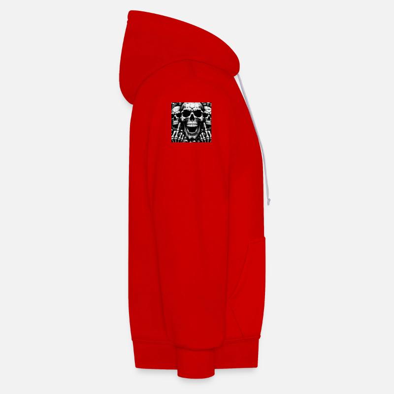 Rock 'n' Roll-Design > Skelettköpfe Statement > - Kontrast-Hoodie - Rot/Weiß