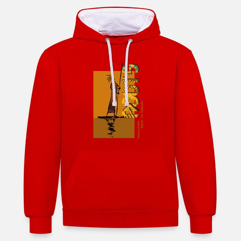 Stand up paddle Roots - Sweat à capuche contrasté - rouge/blanc