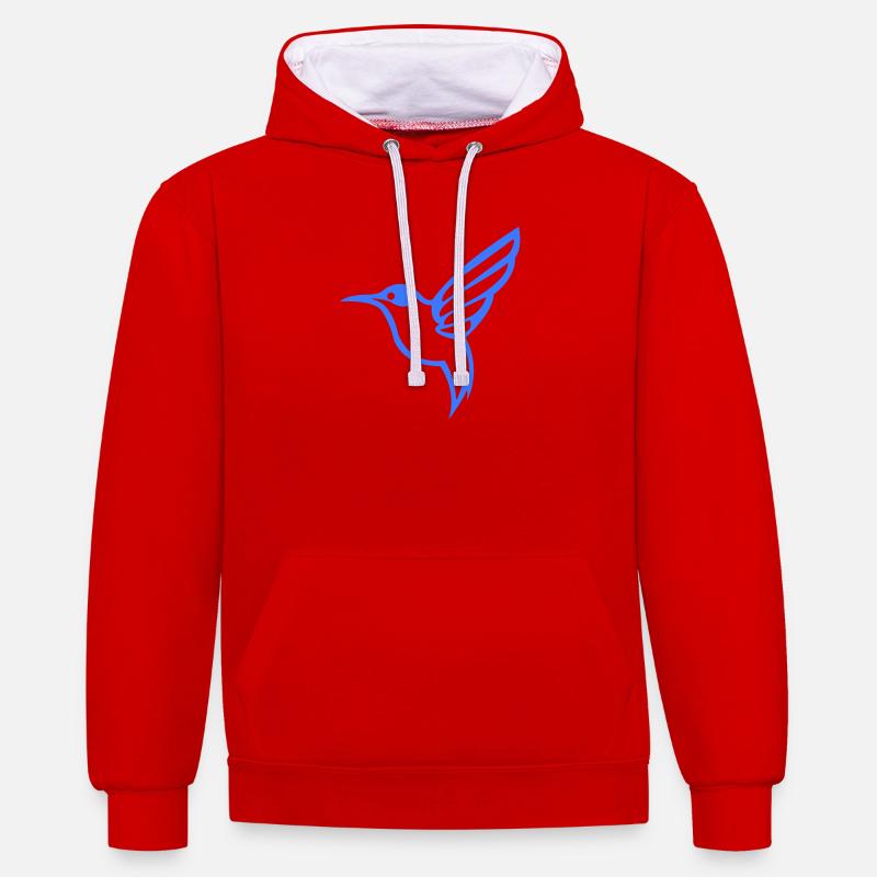 Colibri Silhouette Oiseau - Sweat à capuche contrasté - rouge/blanc
