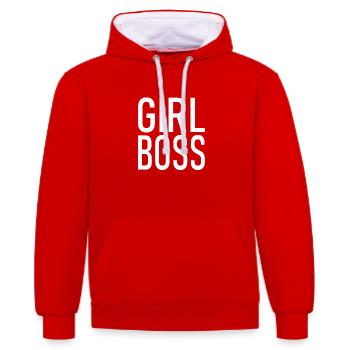 Fille Boss - Enfant - Fille - Fille - Princesse - Sweat à capuche contrasté - rouge/blanc - Devant - Liana (172cm) & Jaron (178cm)