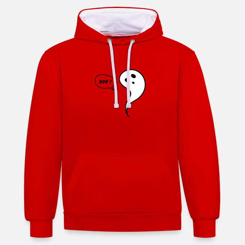 Fantôme mignon boo - Sweat à capuche contrasté - rouge/blanc