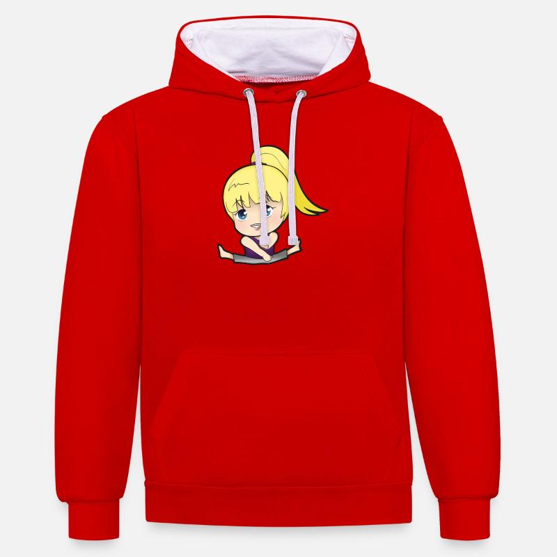Chibi Anime Manga Splitkick - Sweat à capuche contrasté - rouge/blanc