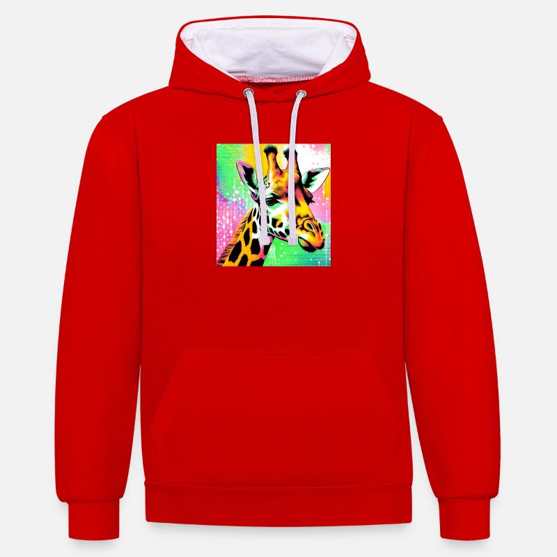 giraffe - Contrast hoodie - red/white