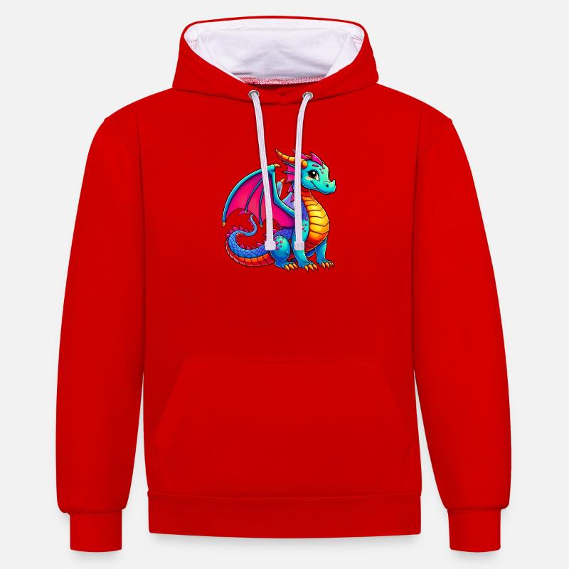 Dragon - Sweat à capuche contrasté - rouge/blanc