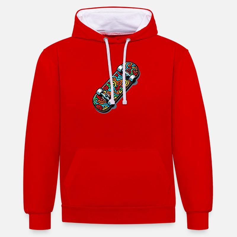 Skateboard - Contrast hoodie - red/white