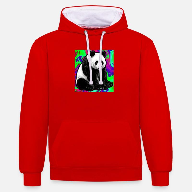 panda - Sweat à capuche contrasté - rouge/blanc