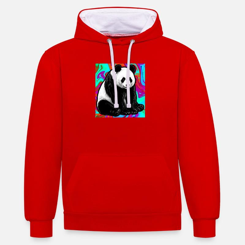 panda - Sweat à capuche contrasté - rouge/blanc