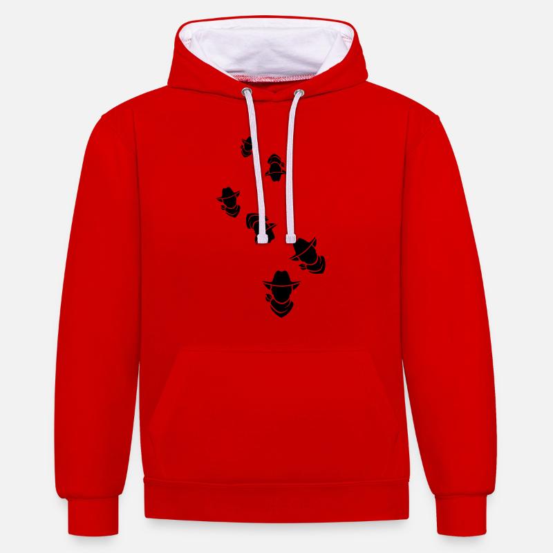 Tête de cow-boy western - Sweat à capuche contrasté - rouge/blanc