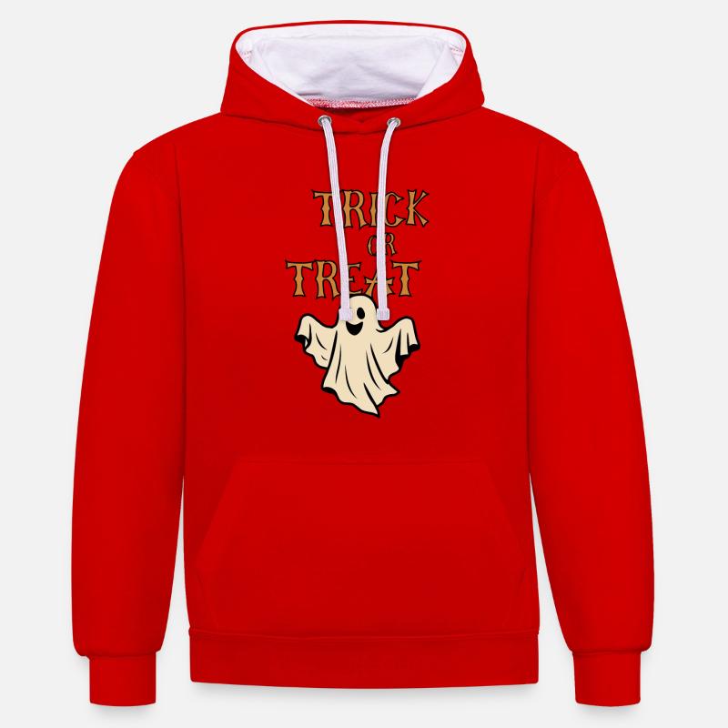 Trick oder Treat Geister Halloween Retro - Kontrast-Hoodie - Rot/Weiß