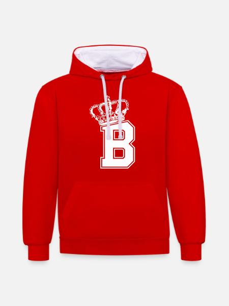 Buchstabe B King - Kontrast-Hoodie - Rot/Weiß