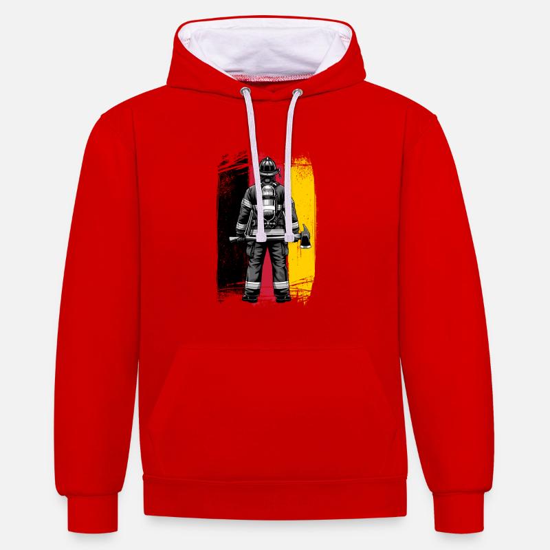 Drapeau des pompiers de l’Allemagne - Sweat à capuche contrasté - rouge/blanc