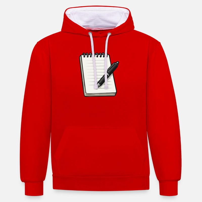 Carnet - Sweat à capuche contrasté - rouge/blanc