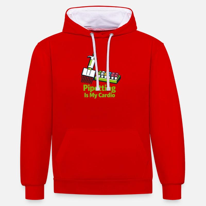 Le pipet est mon cardio - Sweat à capuche contrasté - rouge/blanc