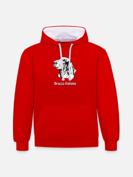 Bracco Italiano Portrait with text - Contrast hoodie - red/white
