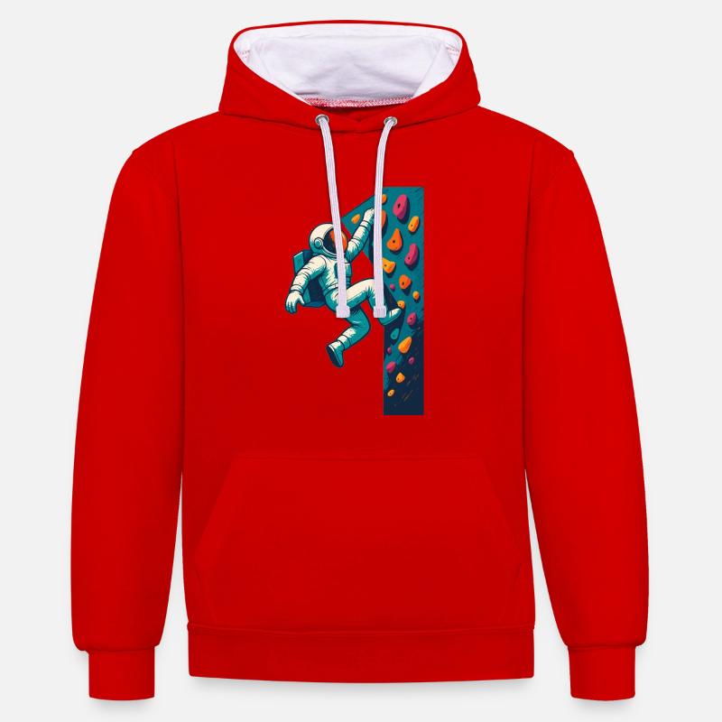 Bouldering Astronaut Hovering Easy Climbing Gesche - Contrast hoodie - red/white